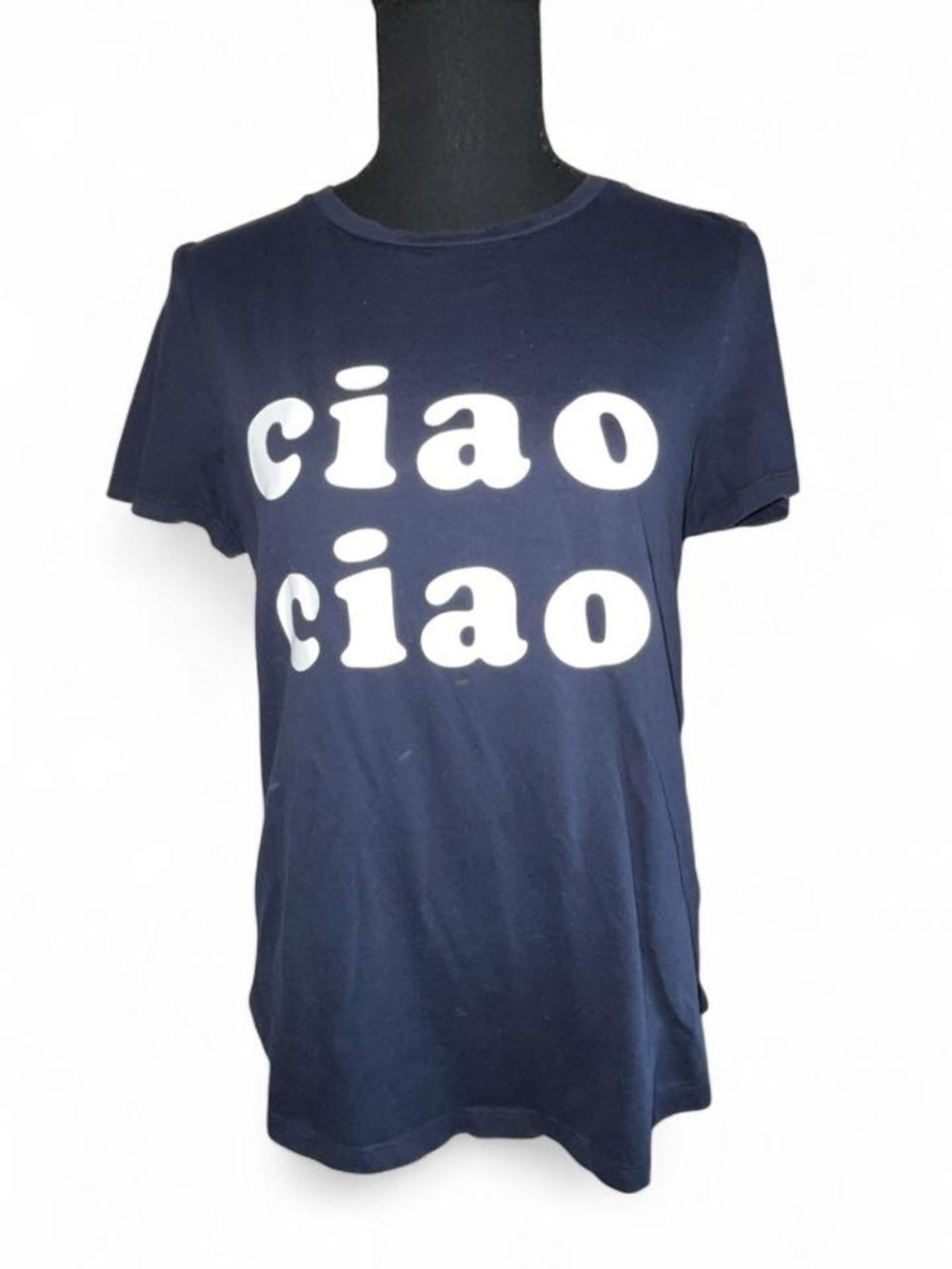 Banana Republic Navy Graphic 'ciao ciao' Short Sleeve Tee